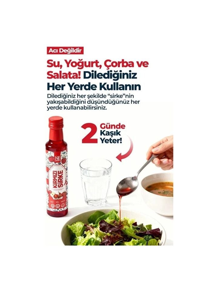 81 İlden Doğal Kırmızı Sirke (Fermente & İçilebilir) 250ML. Cam Şişede