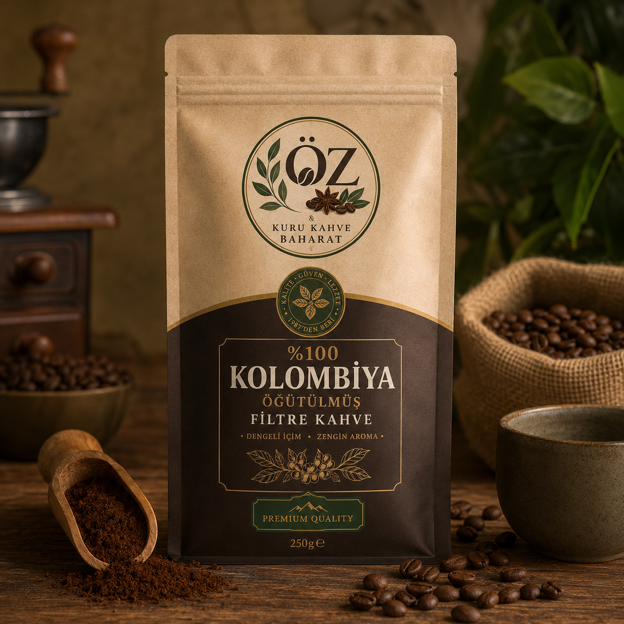 %100 Kolombiya Öğütülmüş Filtre Kahve