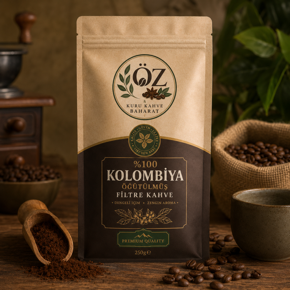 %100 Kolombiya Öğütülmüş Filtre Kahve